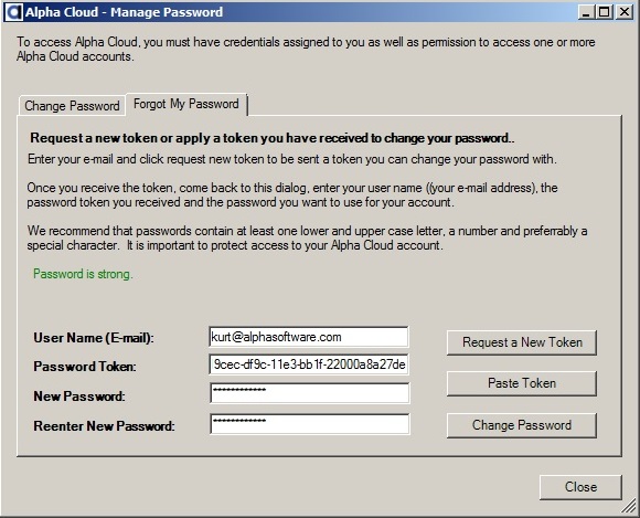 Cloud Password dialog - Forgot My Password tab