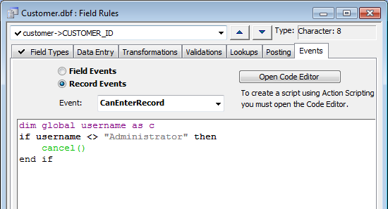 Field Rules Record Event