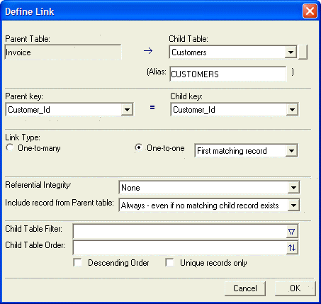 Set Editor Define Link