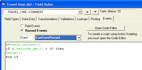 Field Rule Record Events