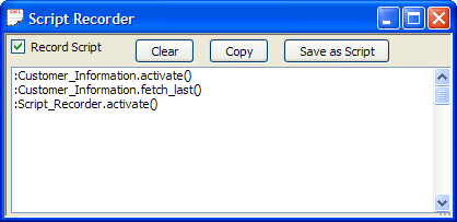 Script Recorder Dialog Box