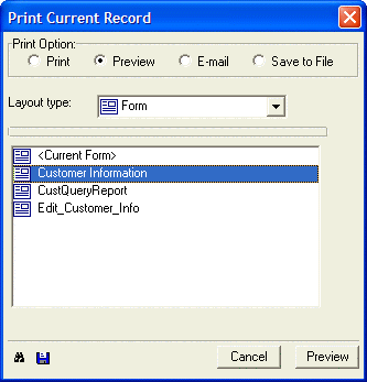 Print Current Record Dialog Box