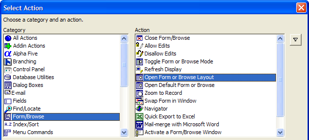 Action Form Browse Open Form Or Browse Layout