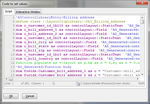 Control Library Generated Code To Set Values