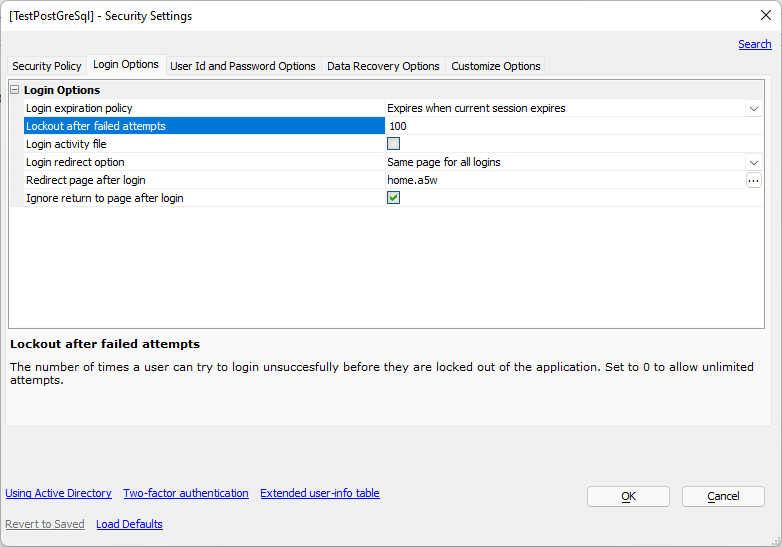 Alpha Anywhere security setting lockout after failed attempts