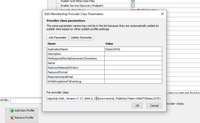 Provider Class Parameters