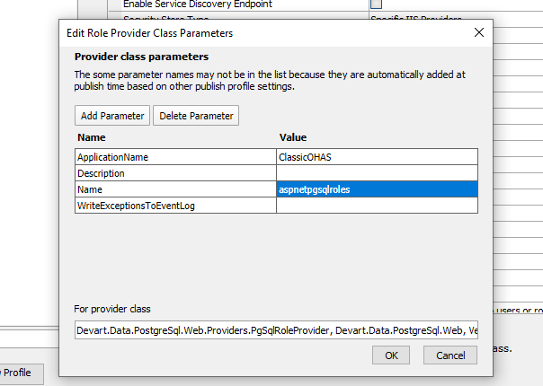 Provider Class Parameters