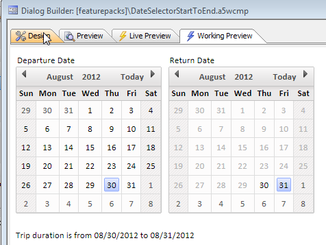 Date Selector Start To End