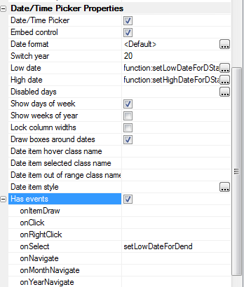 Event Settings For Updating The End Date From The Start Date