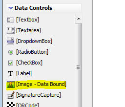 Image showing the Image - Data Bound control in the UX toolbox