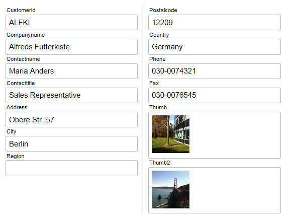 Example Column container layout.