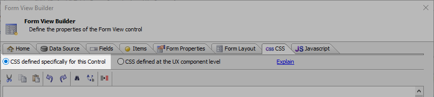 Define CSS local to the FormView Control using "CSS defined specifically for this Control".