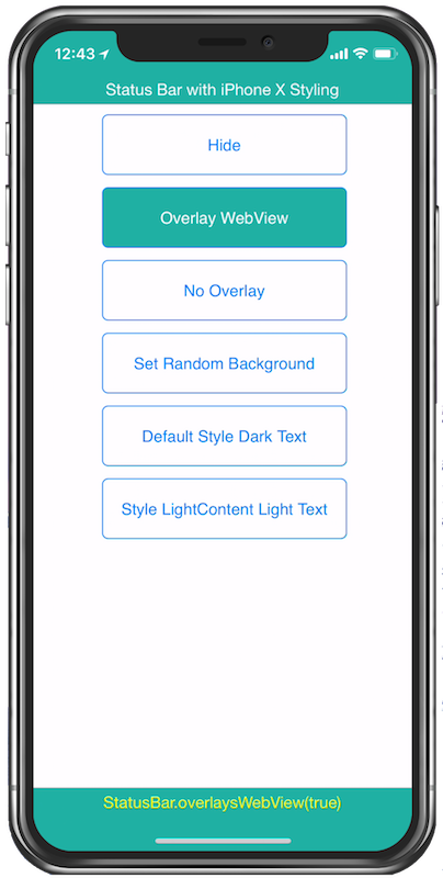 iPhone X Status Bar Overlays The WebView, White Text