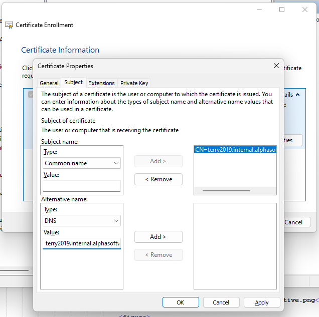 Create Cert Request Alternative