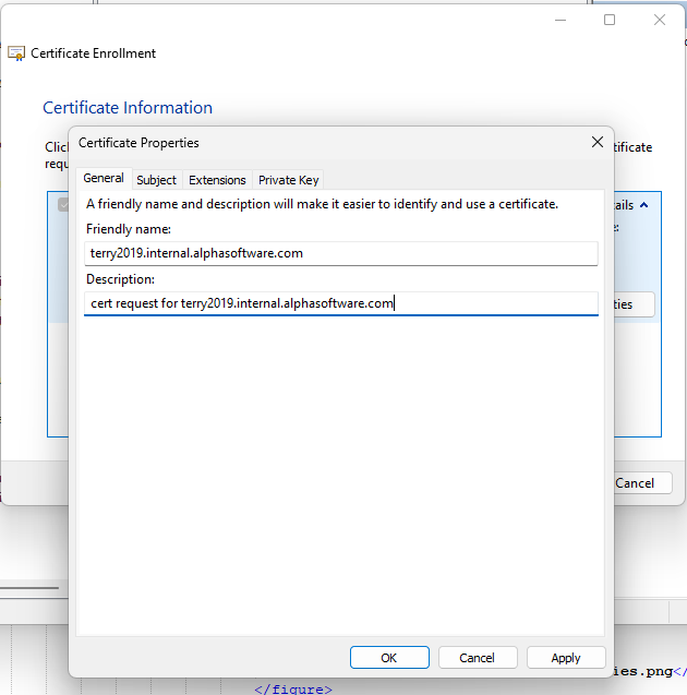 Create Cert Request Name