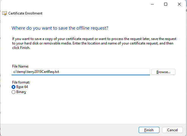 Create Cert Request Save