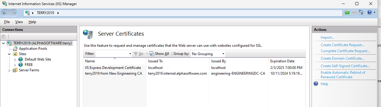 Iis Manager Server Certificates