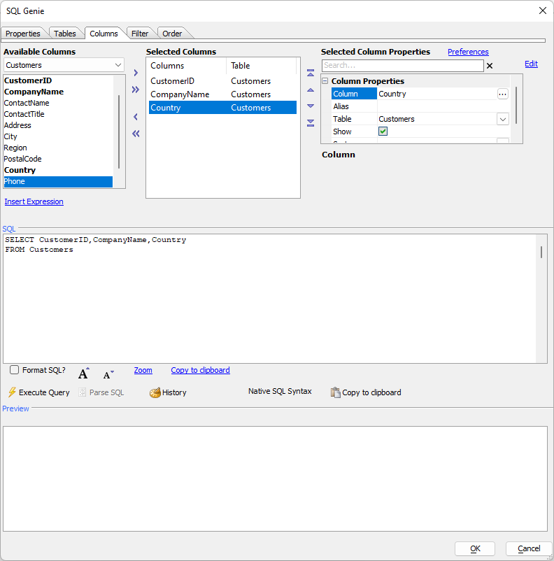 Sqr Using Sql Query Builder