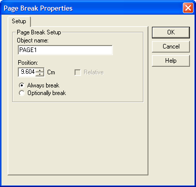 Page Break Properties